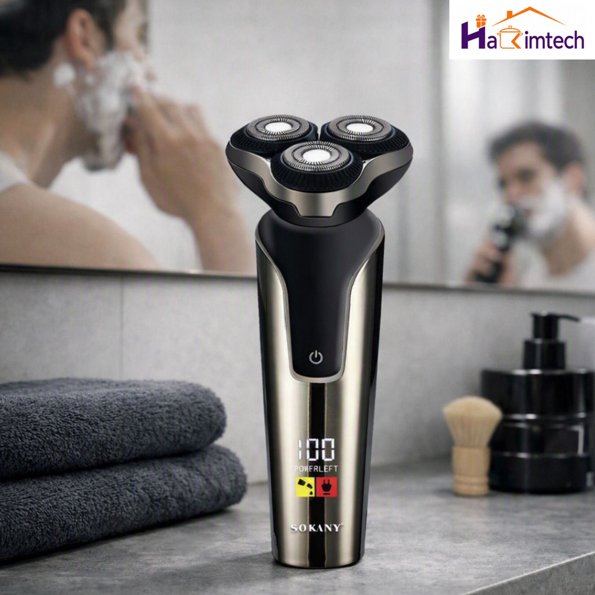 ریش‌تراش برقی سه‌سری سوکانی مدل SK-16040 شارژی با نمایشگر دیجیتال
