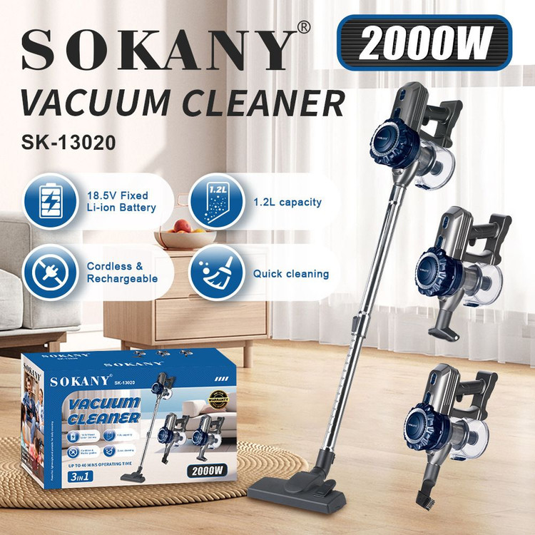 جاروبرقی شارژی بیسیم سوکانی مدل SK-13020 سهکاره توان ۲۰۰۰ وات