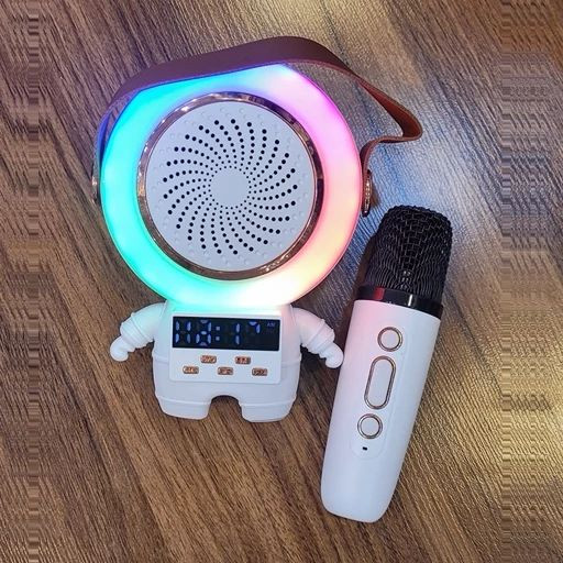 اسپیکر کارائوکه طرح فضانورد به همراه میکروفون بیسیم و چراغ RGB، مدل Lunar Astronaut Series