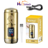 ماشین اصلاح سر و صورت طلایی حرفهای Kemei با نمایشگر دیجیتال شارژ و کابل USB