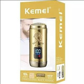 ماشین اصلاح سر و صورت طلایی حرفهای Kemei با نمایشگر دیجیتال شارژ و کابل USB