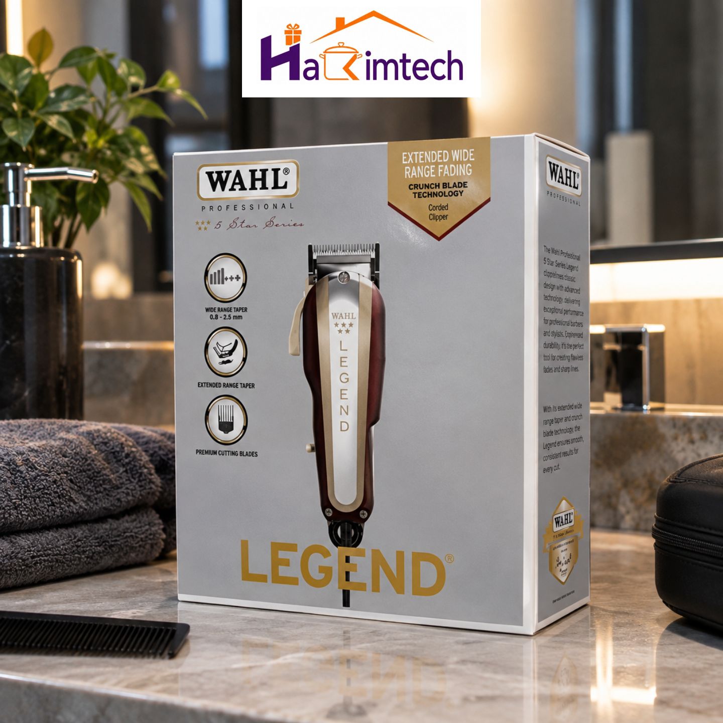 ماشین اصلاح موی حرفه‌ای برقی WAHL Legend سری 5 استار با موتور قدرتمند و تکنولوژی Crunch Blade