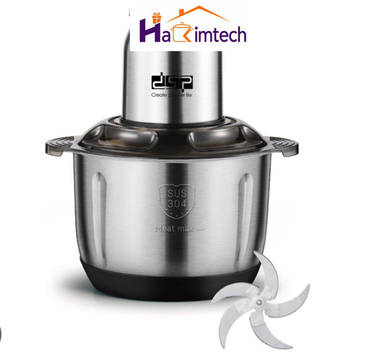 چاپر و خردکن گوشت استیل DSP مدل KM4108 ظرفیت ۵ لیتری، توان ۵۰۰ وات با تیغه پنجپر ضدزنگ